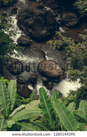 Mountain river landscape, Bali island, Indonesia. Close to waterfall Sekumpul.