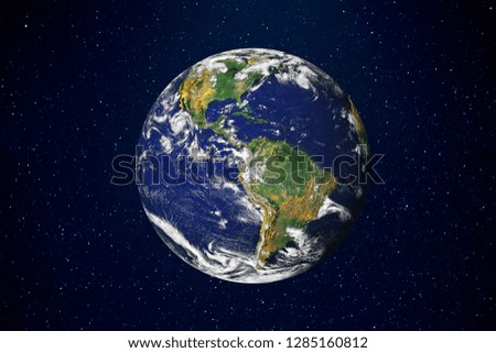 Earth in the sky with stars. Element of this image furnished by NASA.