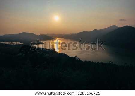 Sunset on Garda lake in Italy in a beautiful summer evening.