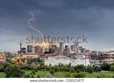Lightning Over Denver Skyline
