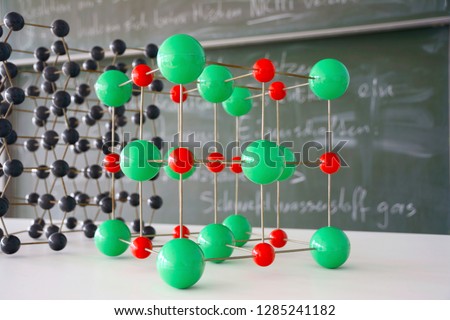 Atomic model in chemistry classroom  Royalty-Free Stock Photo #1285241182