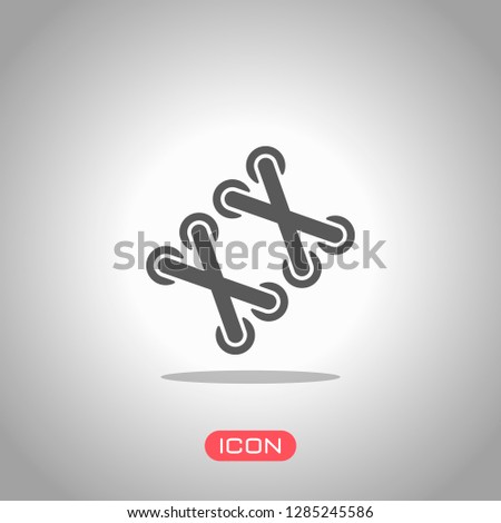 Shoelace of sneaker, simple icon. Icon under spotlight. Gray background