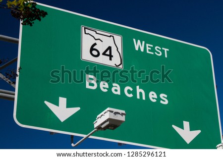 Route 64 West to the Beaches Sign Anna Maria island