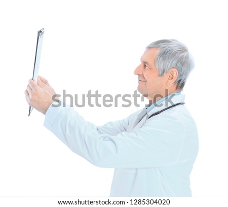 Adult by an experienced doctor. Isolated on a white background.