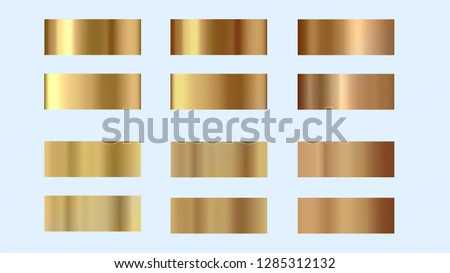 Metal gradients. Bronze, silver and gold color. Multicolored gradient set. Mesh and regular gradients. Golden colors. 
For designers. Vector. Holiday colors.
Metallic.

 Royalty-Free Stock Photo #1285312132