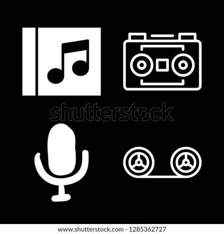 4 radio icons with stereo camera and microphone in this set