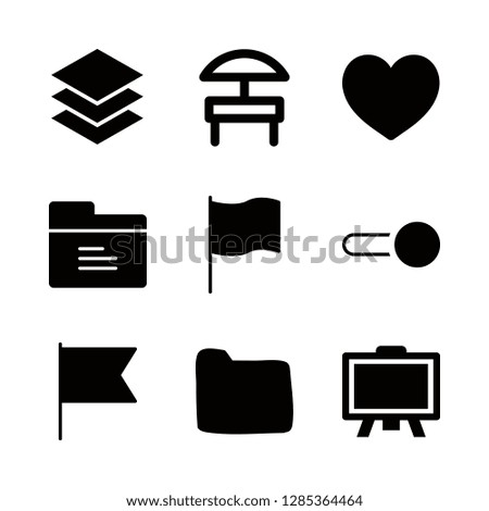 texture icons set with chalkboard, flag and like of filled heart vector set