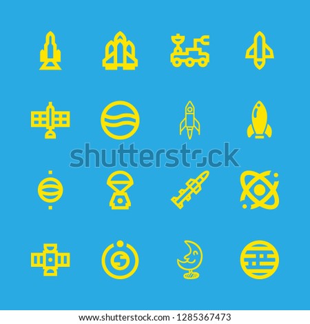 astronaut icons set with moon rover, space capsule and satellite vector set
