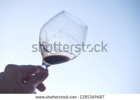 Tannin blend in a glass of old wine. Wine structure. 
