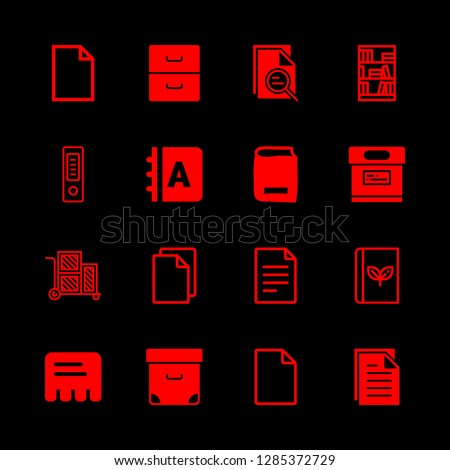 16 catalog icons with advert and library bookcase in this set