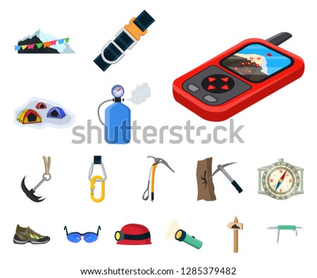 Isolated object of mountaineering and peak logo. Collection of mountaineering and camp stock symbol for web.