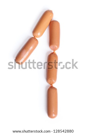 Sausages number isolated on white background