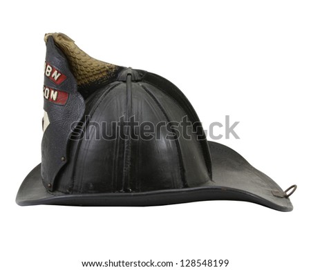 Vintage Leather Fireman Helmet.