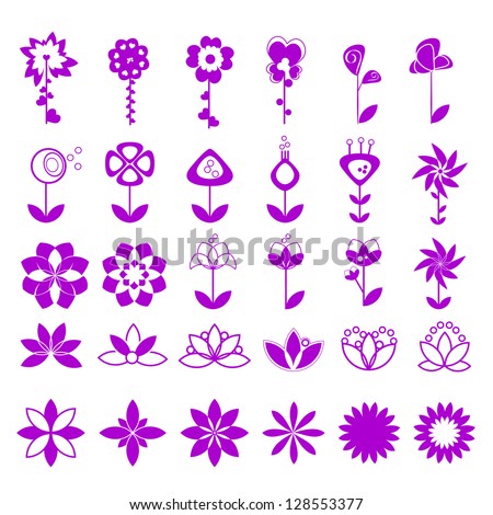 Set Of Abstract Flowers Isolated On White Background - Vector Illustration, Graphic Design Editable For Your Design With Different Shape
