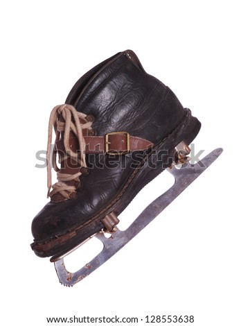 old skates made of leather