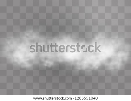 Transparent special effect stands out with fog or smoke. White cloud vector, fog or smog. Vector illustration. White gradient on a transparent background. Rainy weather on a transparent background.