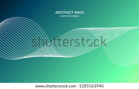 Abstract wave element for design.Green. Digital frequency track equalizer. Stylized line art background. Colorful shiny wave with lines created using blend tool. Curved wavy line, smooth stripe Vector