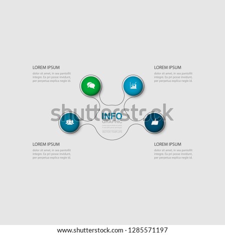 Vector infographic template for circular diagram, graph, presentation, chart, business concept with 4 options.