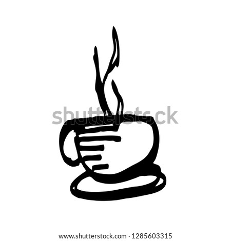 Coffee. Cup Hand Drawn. Cafe Illustration. Rough Sketch. Icon Vector. Eps 10.