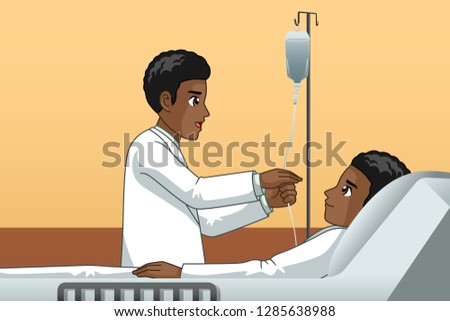 A vector illustration of African Doctor With a Patient