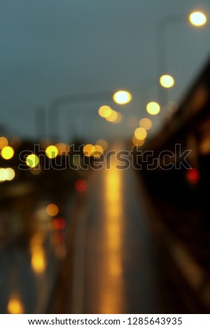 Lights on the streets at night, blurred pictures