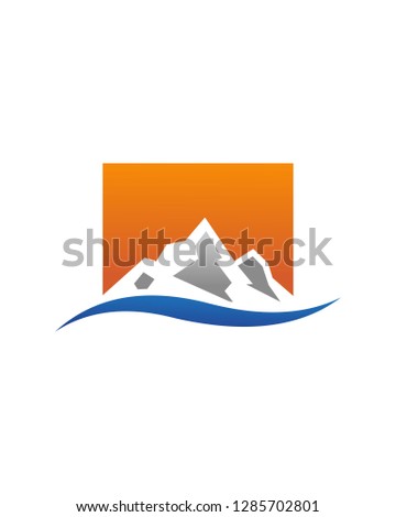 Mountain With Wave Logo template