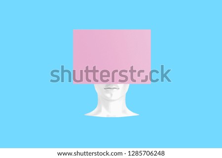 Conceptual image of a female head with a cube instead of a hairstyle 3d illustration