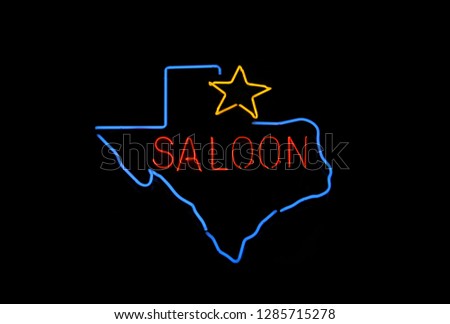 Neon Texas Saloon Sign Photo Composite 