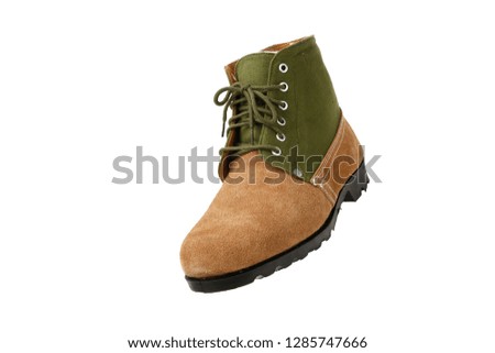 Green leather shoes Military boots