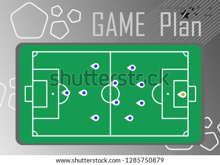Football field, gray background, game plan