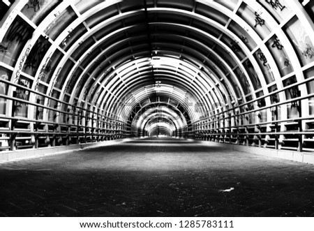 pedestrian tunnel at night
