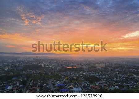 Amazing view to top view at sunrise