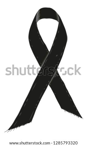 Black ribbon symbol. Sketch-Style Icon. Symbol. Sign. Stock Vector Illustration. Transparence. White Isolated.