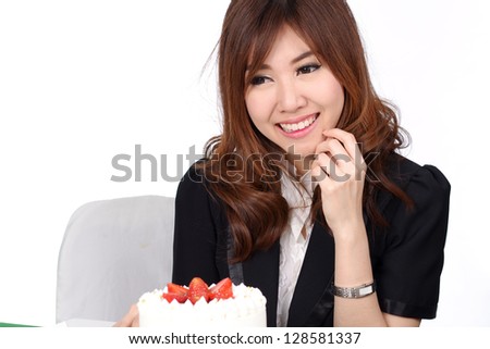 young asian businesswoman on white background