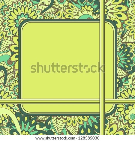 Abstract paisley background with text box. Vector illustration
