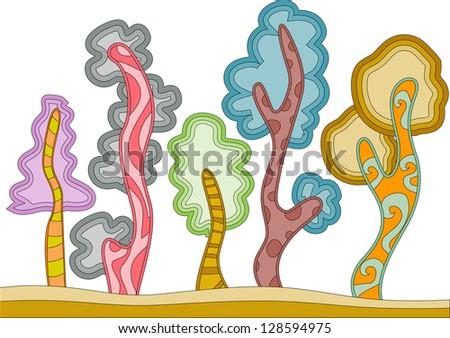 Illustration of Trees with a Wobbly Design