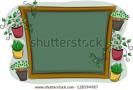 Illustration of a Wooden Board Surrounded by Plants