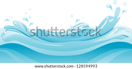 Illustration of Waves Splashing Against a White Background