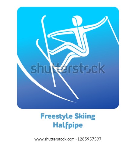 Freestyle Skiing Halfpipe icon. Olympic species of events in 2018. Winter sports games icons, pictograms for web, print and other projects. Illustration isolated on a white background