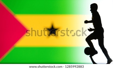 Sao Tome and Principe National Flag. Football, Soccer player Silhouette