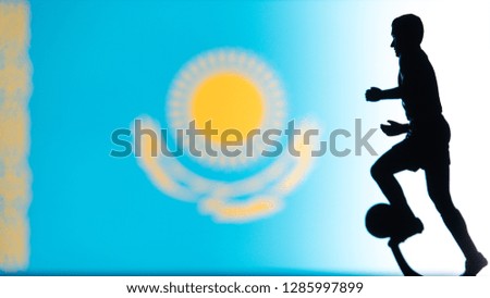 Kazakhstan National Flag. Football, Soccer player Silhouette