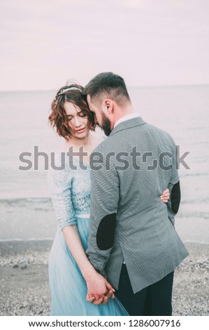 wedding at the sea at spring or autumn.