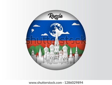 Paper cut style of world famous landmark of Russia,travel postcard and poster,vector illustration
