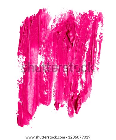 Red and pink lipstick texture white isolated background.