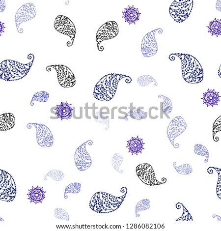 Dark BLUE vector seamless abstract pattern with leaves and flowers. Glitter abstract illustration with leaves and flowers. Pattern for trendy fabric, wallpapers.