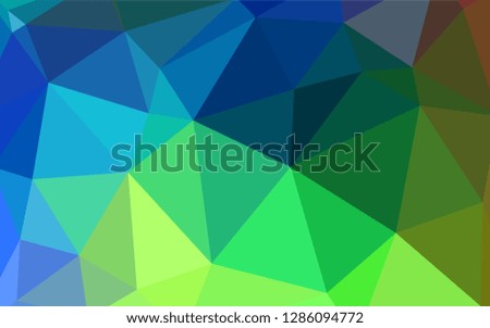 Light Blue, Green vector gradient triangles template. Shining polygonal illustration, which consist of triangles. New template for your brand book.