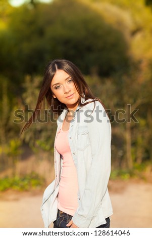 young beautiful young woman portrait on sunny day