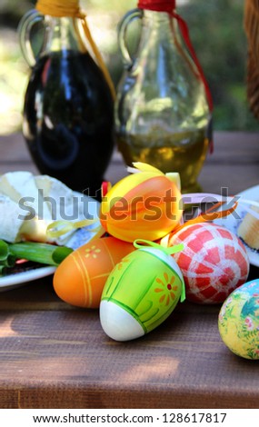 Mix of  beautiful handmade Easter colored eggs