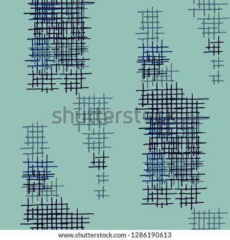Grunge Seamless Lattice. Abstract Pattern. Retro Hand Drawn Texture with Shabby Crossing Lines. Colorful Vector Pattern for Wallpaper, Fabric, Print. Abstract Seamless Pattern.