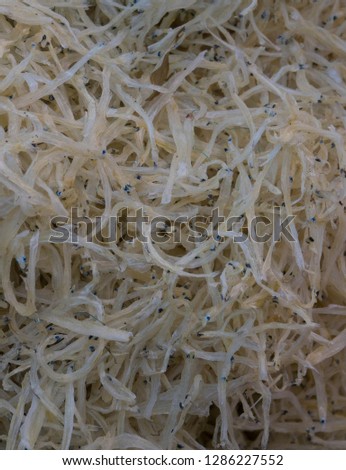 Dried silver fish or whitebait or ice fish or Chinese noodle fish in Hong Kong